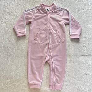 Adidas Pink Baby Girl One piece Zip up Romper Jumper Size 12 Months